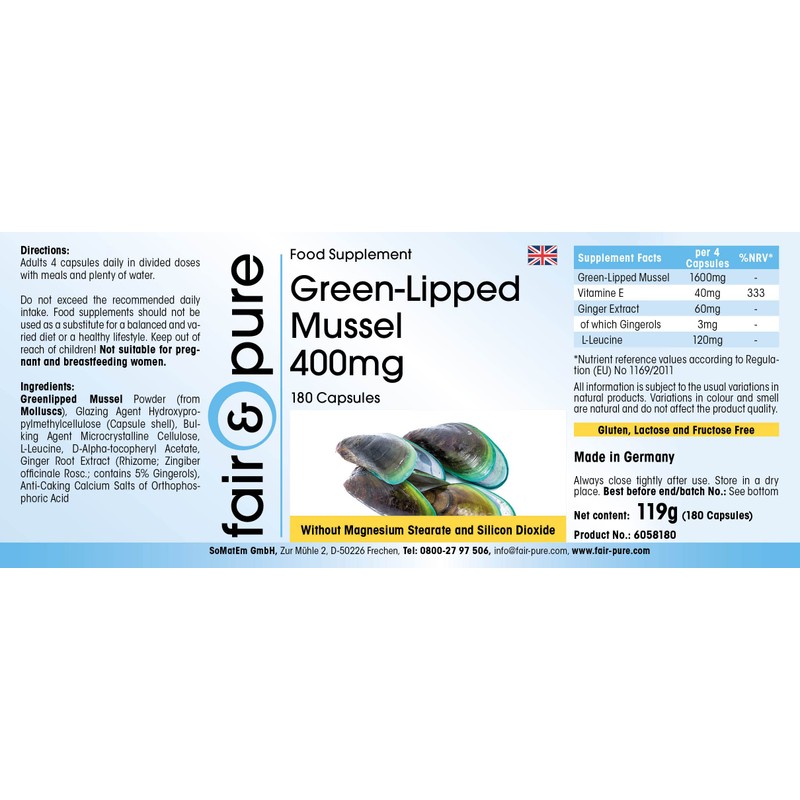 Fair & Pure® - Grünlipp Muschel 400mg mit Ingwer -
