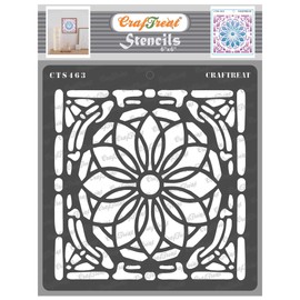 CrafTreat Reusable Flower Stencils for Painting on Wood, Canvas, Paper, Fabric and Tile - Stained Glass Patterns Stencil -6x6 Inch - DIY Art and Craft Stencils for Painting on Glass