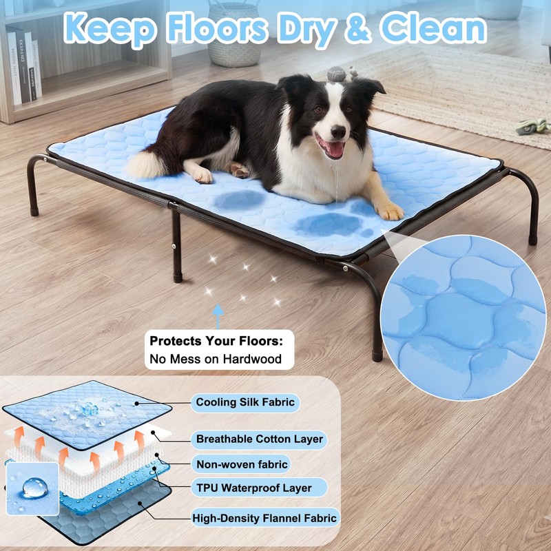 SZEE Elevated Dog Bed, Cooling Dog Cot Bed, Support Up