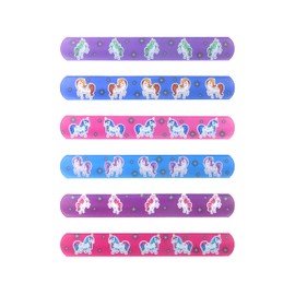 HENBRANDT 6x Unicorn Snap Bracelets for Kids Party Bag Fillers Slap Bracelet Snap Band Girls Bracelets Wristbands