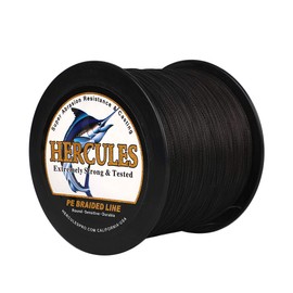 HERCULES Super Cast 1000M 1094 Yards Braided Fishing Line 100 LB Test for Saltwater Freshwater PE Braid Fish Lines Superline 8 Strands - Black, 100LB (45.4KG), 0.55MM