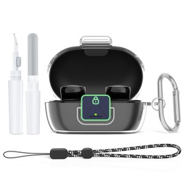 [Secure Lock] for Bose New QuietComfort Earbuds Case, Soft Clear TPU Shockproof Protective Case Cover for Bose New QuietComfort Accessories with Cleaning Kit & Keychain & Lanyard (Clear)