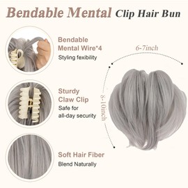 SEGO Ponytail Extensions Hairpiece with Clip Ponytail Braid Hair Extension Bun Hair Scrunchie Updo Hairstyles Bendable Metal Wire Like Real Hair #88A/503