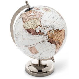 Abbott Collection 57-LATITUDE-05 Glossy Globe On Stand, White