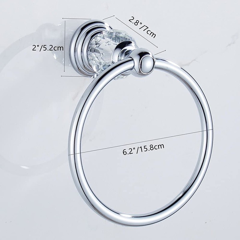 BATHSIR Crystal Towel Ring, Bathroom Hand Towel Holder Chrome Towel