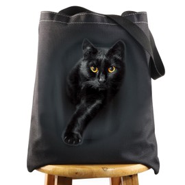 WZMPA Black Cat Aesthetic Tote Bag Black Cat Lover Gift Black Cat Mom Shopping Grocery Bag Black Cat Owner Gift, Black Cat Bl Tg, Large