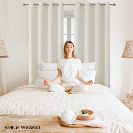 SMILE WEAVER Cream Blackout Curtains 84 Inches Long for Living Room,Room Darkening Bedroom Curtain,Soft Thick Noise Reducing Thermal Insulated Window Treatment Drapes,2 Panels