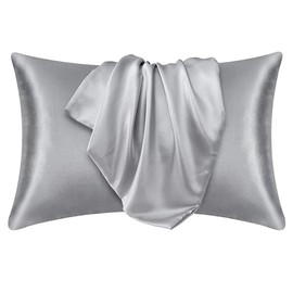 namohandicraft Satin Pillowcase for Hair and Skin Silky Pillowcase Set of 2 with Envelope Closure Gifts for Women Men Standard Size in Grey Color