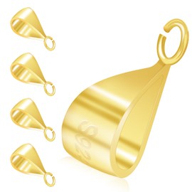 5PCS Sterling Silver Pendant Clasp for Necklace S925 Pinch Bails for Jewelry Making Pendant Slider Connectors with Open Loop Necklace Dangle Clip Bracelets Clasps DIY Charm Link Buckle (Gold)