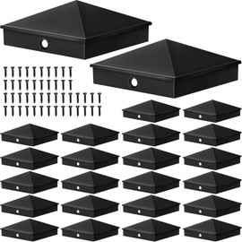 Dunzy Post Caps Aluminum Pyramid Fence Deck Post Caps Cover for Nominal Sleeve with Screws for Outdoor Mailbox Dock Wood(6 x 6,Black,16 Packs)