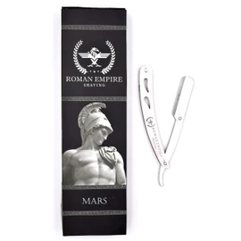 Rasoio a Mano Libera Mars di Roman Empire Shaving | Rasoio per Uomo Professionale da Barbiere per Barba, Baffi e Contorni con Set di 20 Lamette (Astra-Derby-Shark-Treet)