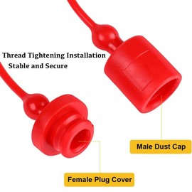 4 Sets Hydraulic Quick Coupler Male Dust Cap and Female Plug Cover, Rubber Dust Caps/Plugs(-A 1/2Inch)