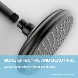 OFFO Shower Arm with Flange, 6 in Ceiling Mount Replacement Rain Shower Head Straight Arm Ceiling-Mounted For Fixed Shower Head & High Pressure Rain, Matte Black