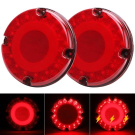 RACBOX 7 Inch Round Red LED Trailer Tail Lights, 36 LEDs Stop Brake Lights LED Trailer Lights Kit for RV Trailer Truck Bus RV UTE UTV