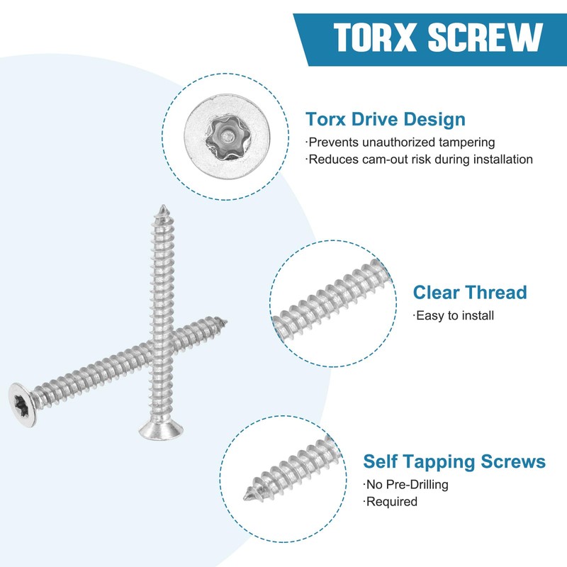 PATIKIL 100 Pcs Flat Head Torx/Star Screws, M3 x 30mm