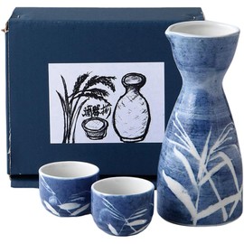 Ale-net Sake Bottle W 2.8 x D 2.8 x H 6.1 inches (7 x 7 x 15.6 cm), Light Snow Reeds, Sake Set, Pottery, Mino Ware, Made in Japan