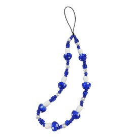 Meefisher Blue Mushroom Beaded Phone Charm Lanyard Aesthetic Accessories Sweet Wrist Strap Anti-Lost Chain for Women