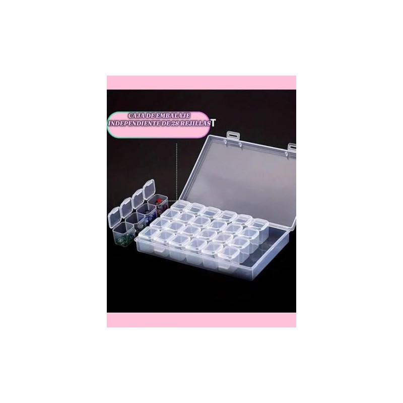 3 Piezas Caja de Plástico Transparente con 28 Compartimentos Extraíbles,