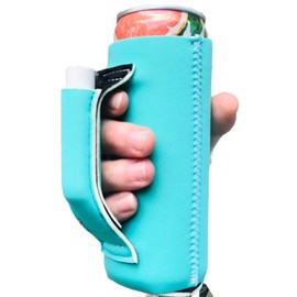 Lit Handlers Slim Can Holder - 12 oz Tall Can Sleeve for Slim Drinks - Neoprene Material Insulated Beverage Cooler & Cover - Reusable Drink Insulator Sleeve for Beach, Sea Foam Green