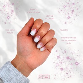 Lopotichat Ultra-Resistant Gel Press-On Nails Set - 30 Nails in 15 Sizes for Perfect & Natural Fit - Reusable Manicure for DIY Salon-Quality Nails at Home (Sparkling Bae)