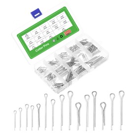 sourcing map 300Pcs 15 Sizes 304 Stainless Steel Cotter Pin Split Pin Assortment Kit, Split Cotter Fastener Clips for Household Appliances, Sports Equipment, Car Mechanics Repair (Silver)