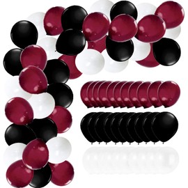 Graduation Decorations Maroon Black 2025/Burgundy Black Graduation Party Decorations 45Pcs Burgundy White Balloons Maroon Birthday Party Decor/Wedding