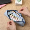 Mr. Pen- Silicone Pencil Case Pouch, Muted Blue, Aesthetic Triangular