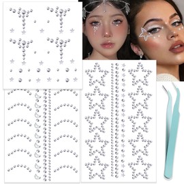 NOOEPC Face Gems Hair Gems, Self-Adhesive Face Jewels Eye Jewels Rhinestones DIY Face Gems Stick on, Hair Body Rhinestones Gems Crystals Pearls for Face Eyes Makeup Body, Crafts