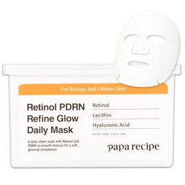 Papa Recipe Mascarilla diaria Retinol PDRN Refine Glow (30 láminas) - Mascarillas faciales coreanas revitalizantes, antiedad, calmantes e hidratantes 