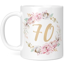 Geschenk Tasse Geburtstag 70 Frau - Geschenkideen zum 70 Geburtstag - Geburtstagsgeschenk für Frauen Blumen