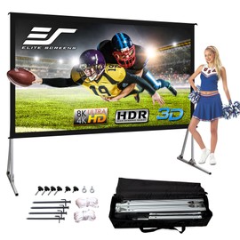 Elite Screens Yard Master 2, 75-inch Outdoor Projector Screen with Stand 16:9, 8K 4K Ultra HD 3D Fast Folding Portable Movie Theater Indoor Foldable Snap On 75” Front Projection | OMS75H2