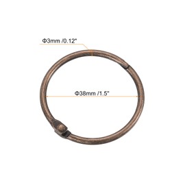 QUARKZMAN Shower Curtain Rings, Pack of 6 - Round Carbon Steel Shower Curtain Hooks, 1.5 Inch Loose Leaf Binder Rings for Shower Curtain Rods (Copper)