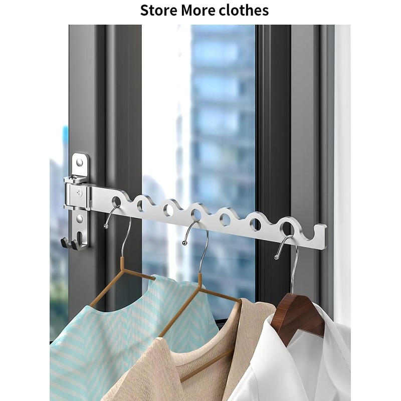 Dr.DJ Wall Mount Coat Hanger Holder Silver Clothes Drying Organizer