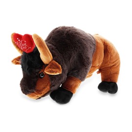 DolliBu I Love You Wild Large Buffalo Plush - Cute Stuffed Animal with Heart and with Name Personalization for Valentines, Anniversary, Romantic Date, or Gift - 17 Inches