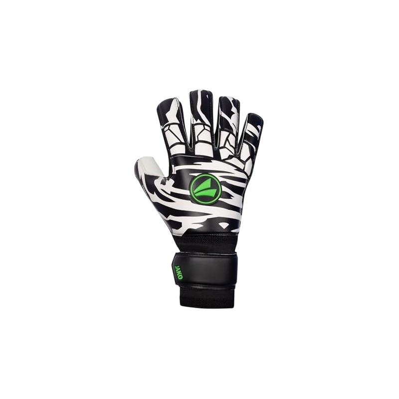 JAKO Animal Basic RC Pection Goalkeeper Gloves, Black/White/Green, 4 Unisex