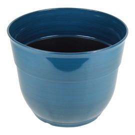 Garden Elements Indoor/Outdoor Glazed Brushed Happy Plastic Planter, Large, Dark Teal, 15"