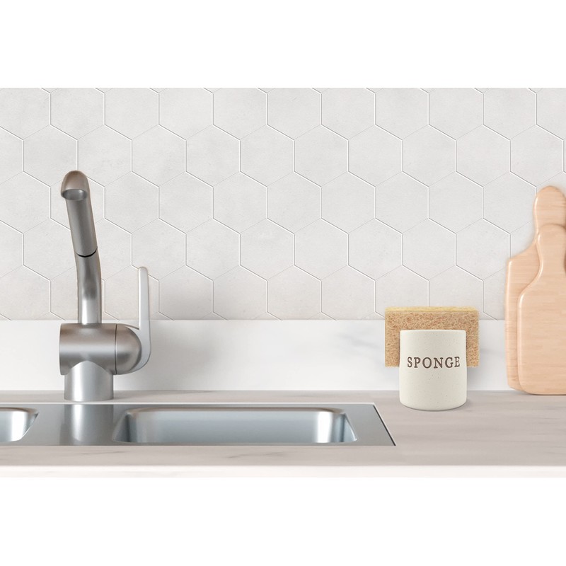 Kook Ceramic Sponge Holder, Speckled Stoneware Caddy, Countertop Soap and