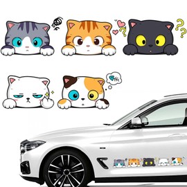 PAVIKE Cat Stickers, Car Stickers (5 Pieces), Car Stickers, Car Stickers, Cute Cat Stickers, Stylish, Waterproof, Decorative, Easy Installation, Creative Decoration, Universal, Glass, Universal Use,