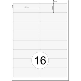 Printation 99.1 x 34 mm White Matt Weatherproof Labels on A4 - 160 pcs - Slides Labels for Outdoor Applications