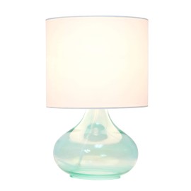 Simple Designs LT2063-AOW Glass Raindrop Fabric Shade Table Lamp, Aqua/White