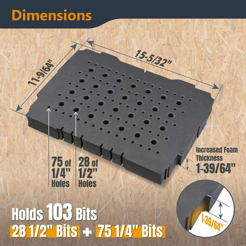 POWERTEC Router Bit Storage, Drill Bit Organizer Tray for Festool