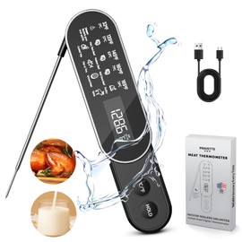 PRAVETTE 3X Faster 0.5s Instant Read Meat Thermometer, 2025 Rechargeable ±0.5℉ NIST Certified Wireless Food Thermometer, Waterproof, Auto Wake/Sleep, Rotation Display & Temp Lock for BBQ, Candy, Grill
