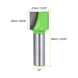 sourcing map 2pcs Bottom Cleaning Router Bits 1/2" Shank Carbide Tipped Spoilboard Surfacing Planing CNC Mortising Bit for Slab Flattening Woodworking, 13/16" (21mm) Dia 25/32" (20mm) Depth