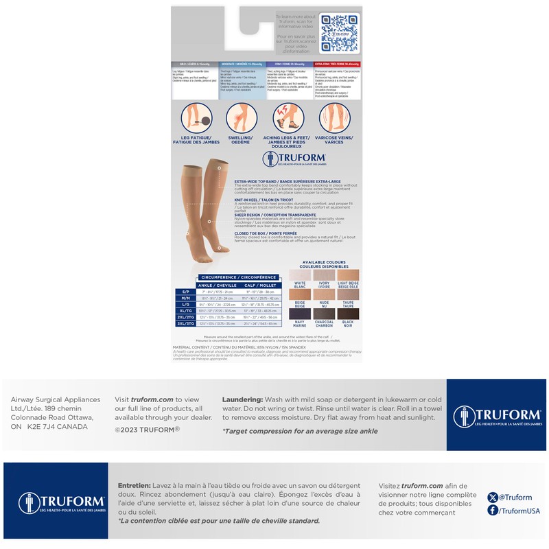 Truform Truform Sheer Compression Stockings, 15-20 mmHg, Women's Knee High