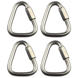 TopHomer Carabiner Buckle, 4PCS 4mm Triangle Link Chains, Stainless Steel Triangle Buckle Climbing Carabiner Quick Connect, Spring Snap Key Clip Hook Screw Gate Buckle