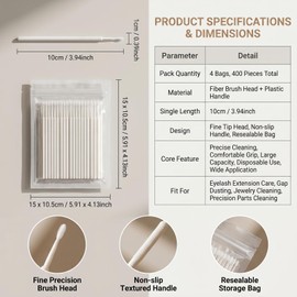 400Pcs White Eyelash Extensions Micro Applicator Brushes