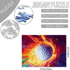 1000 Piece Golf Jigsaw Puzzles for Adults and Children Golf Ball Graffiti Puzzles Doodle Art Puzzle 27×20 Inches Challenging Family Activity Games Handwork DIY Craft Puzzle for Home Decor Gifts