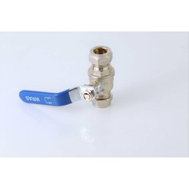 Lever Ball Valve Full Bore with Red & Blue Handle Compression Fitting (15mm)