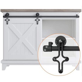 LD BUILD 4ft Mini Sliding Barn Door Hardware Kit, Unique Design Hanger, Easy Installation, Quality Roller, Perfect for Cabinets, TV Stands for 12" Wide DoorPanel (Vintage Rhombic Style)