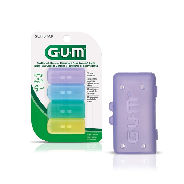 GUM - 10070942302354 Antibacterial Toothbrush Covers For Travel or Home, 4 Covers (Pack of 6)